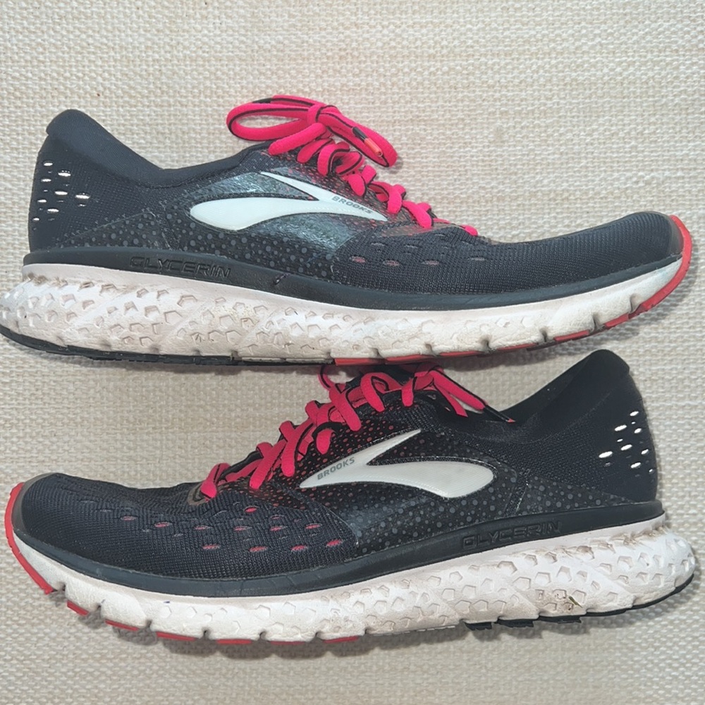 Brooks Womens Glycerin 16 Black Pink Running Shoes 7.5 - Picture 3 of 8